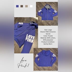 PINK Victoria’s Secret Purple, full zip, hooded sweatshirt